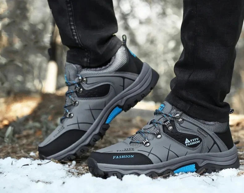 Brand Men Winter Snow Boots Waterproof Leather Sneakers Super  Warm Men's Boots Outdoor Male Hiking Boots Work Shoes Size 39-47