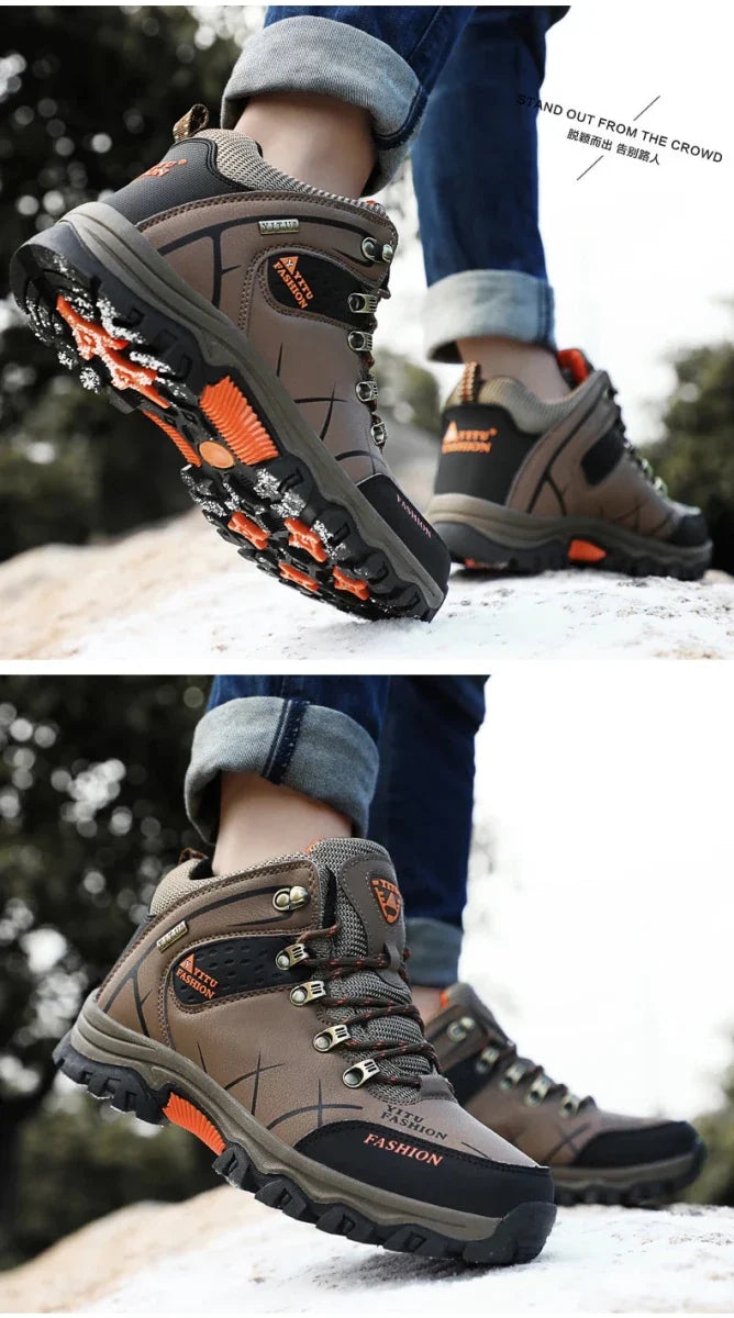 Brand Men Winter Snow Boots Waterproof Leather Sneakers Super  Warm Men's Boots Outdoor Male Hiking Boots Work Shoes Size 39-47