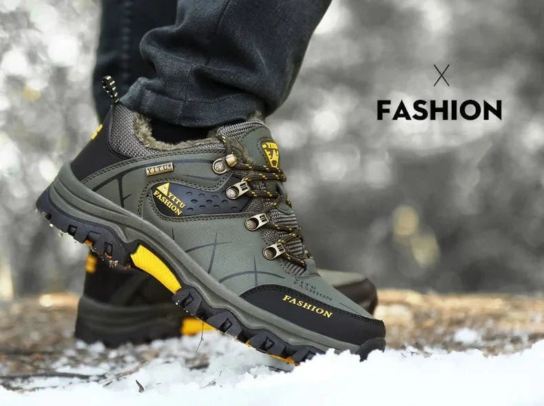 Brand Men Winter Snow Boots Waterproof Leather Sneakers Super  Warm Men's Boots Outdoor Male Hiking Boots Work Shoes Size 39-47