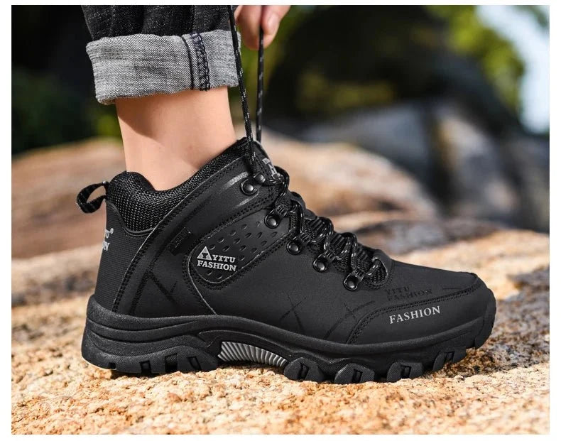 Brand Men Winter Snow Boots Waterproof Leather Sneakers Super  Warm Men's Boots Outdoor Male Hiking Boots Work Shoes Size 39-47