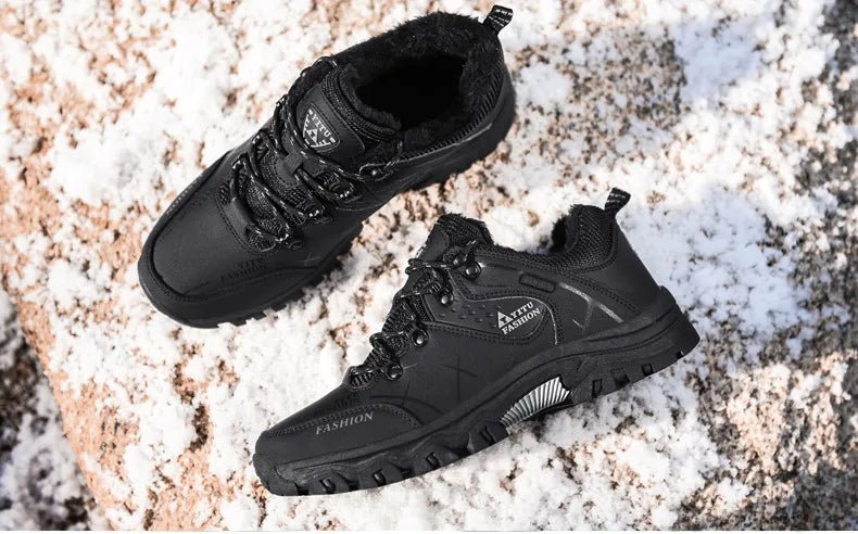 Brand Men Winter Snow Boots Waterproof Leather Sneakers Super  Warm Men's Boots Outdoor Male Hiking Boots Work Shoes Size 39-47