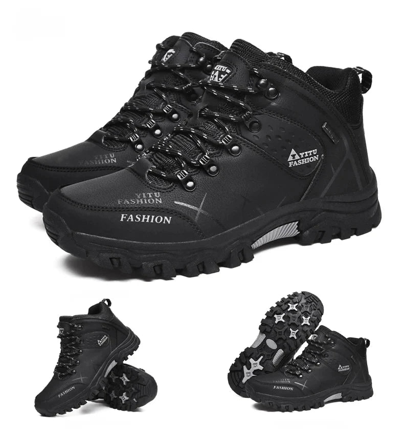 Brand Men Winter Snow Boots Waterproof Leather Sneakers Super  Warm Men's Boots Outdoor Male Hiking Boots Work Shoes Size 39-47