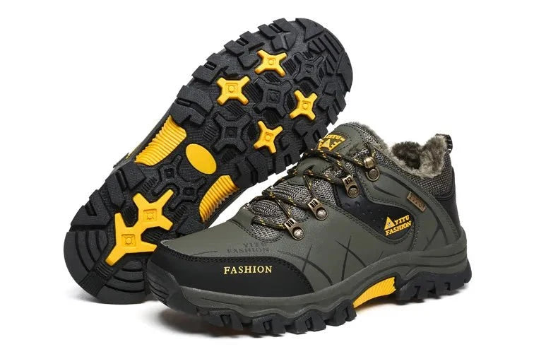 Brand Men Winter Snow Boots Waterproof Leather Sneakers Super  Warm Men's Boots Outdoor Male Hiking Boots Work Shoes Size 39-47