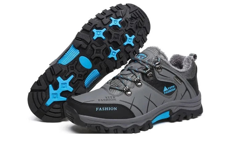 Brand Men Winter Snow Boots Waterproof Leather Sneakers Super  Warm Men's Boots Outdoor Male Hiking Boots Work Shoes Size 39-47